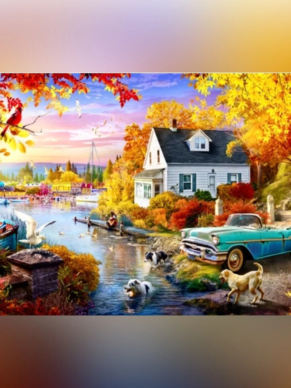 Fall Jigsaw Puzzle by Springbok Lakeside Fall Retreat 1000 Piece Made in USA